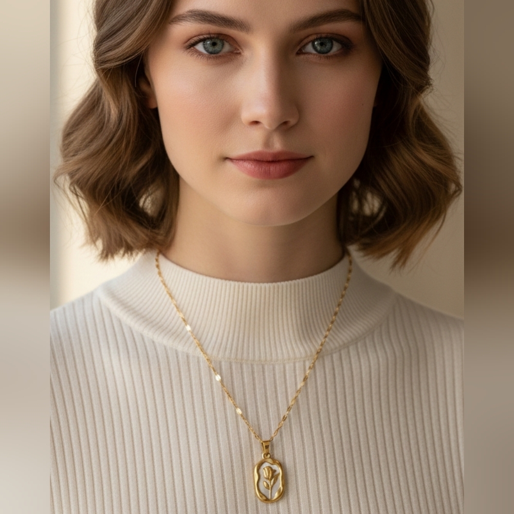 18k Gold Plated Elegant Gold Pendant Necklace